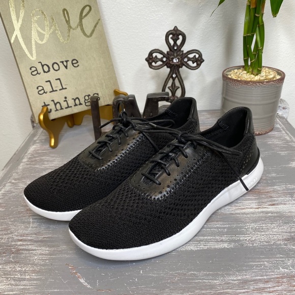 Cole Haan Ella 2 black and white grand knit lace up sneakers size 8.5B - Picture 1 of 11